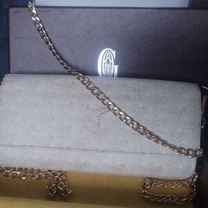 GOYARD White APM Varenne Long Wallet with Cross body Chain/Strap +Box Authentic